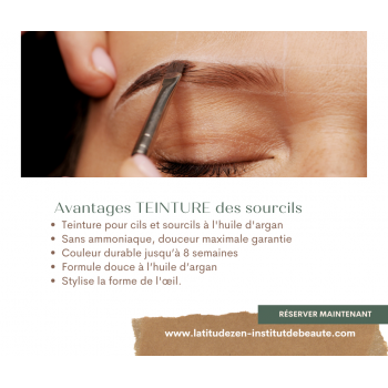 Teinture des sourcils huile d'argan, plusieurs couleurs chez latitude zen