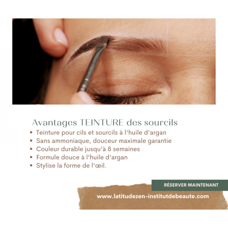Teinture des sourcils huile d'argan, plusieurs couleurs chez latitude zen