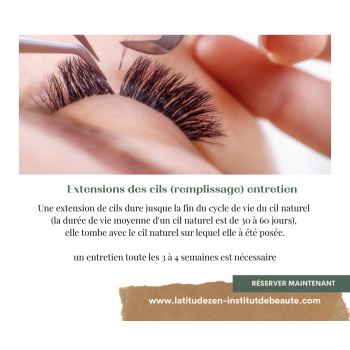 Extensions de cils, pose complète 60 à 120 cils 